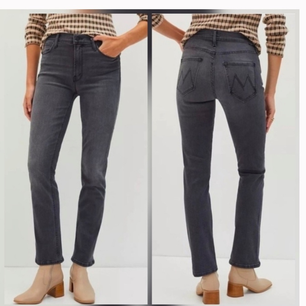 MOTHER The Dazzler Yoke Front Ankle Black Jeans - in Lightning Up Lanterns Wash